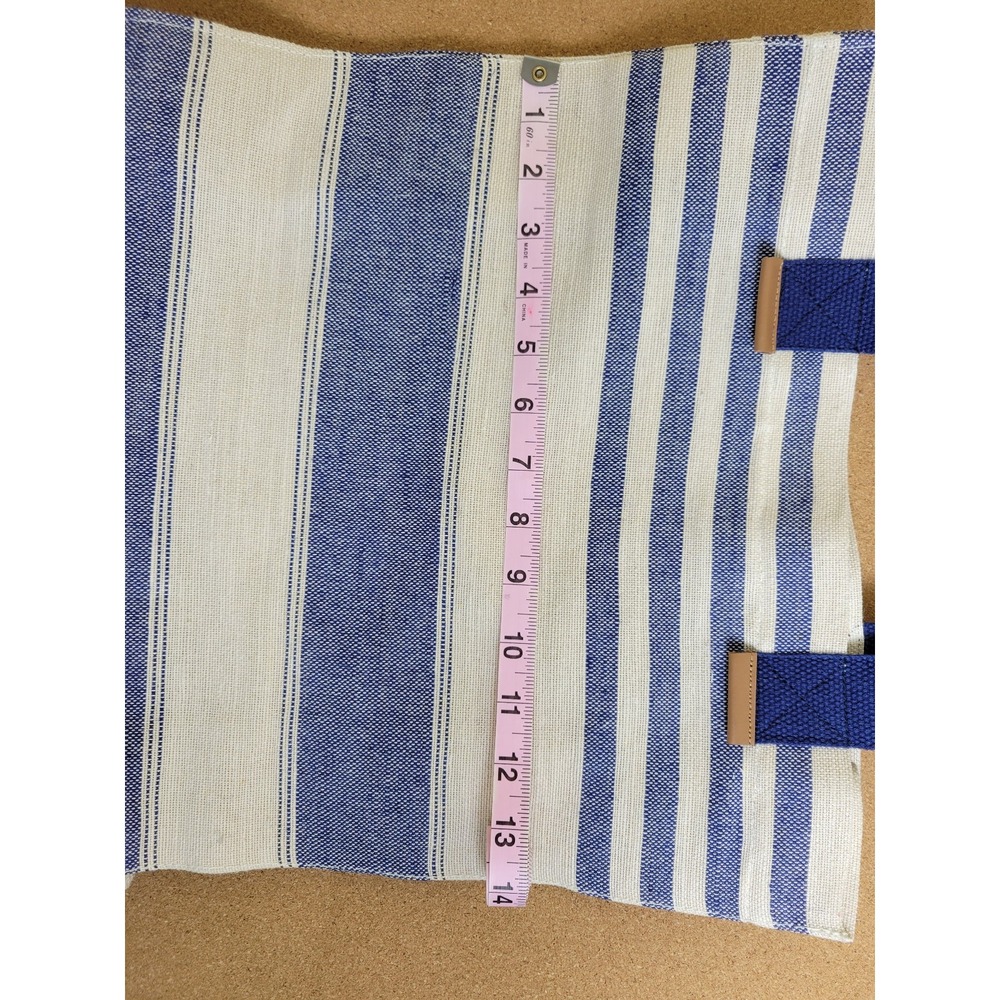 NWT Tommy Bahama Ctoon & Jute Reusable Tote Woven Bag with tan and blue strips - Picture 3 of 6